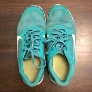 Teal Nike Free Runs, Worn